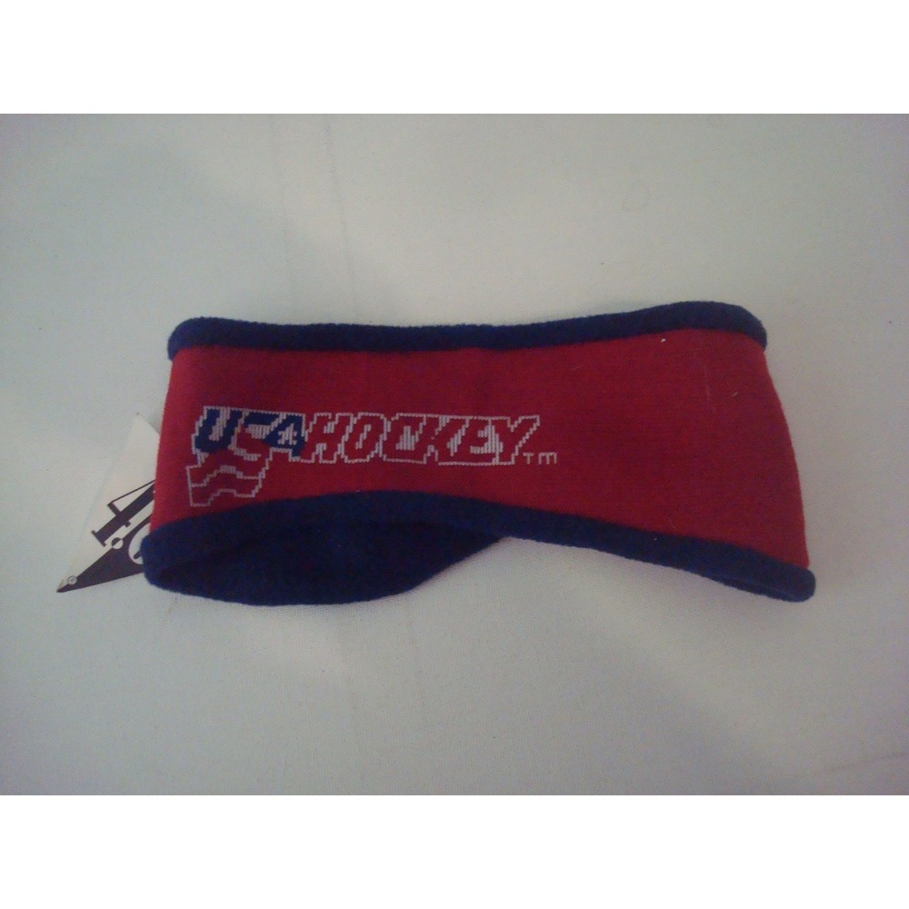 USA HOCKEY EAR WARMER HEADBAND‎   KNIT  HAT CAP VINTAGE DEADSTOCK x2